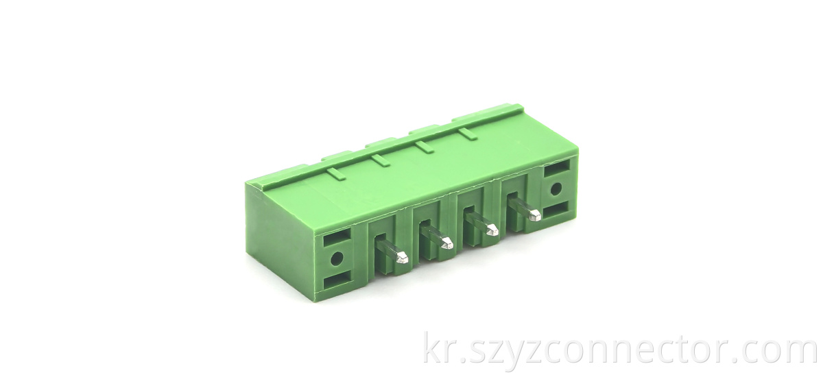 5.08mm Pitch Pluggable Terminal Blocks Straight Male with Lug Green 1*4P
